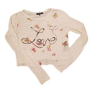 Love Thin Knit Long‎ Sleeve Crop Top by Hype Sz M
